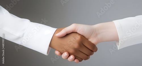 Businessman in White Shirt Shaking Hands with Colleague in Office Meeting Generative AI
