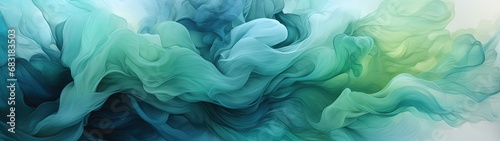 Ethereal Fluidity: Abstract Painting in Blue and Green
