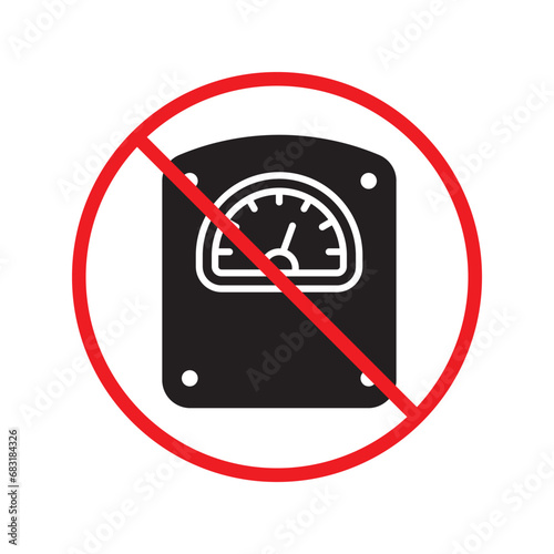 Prohibited scale weight vector icon. No scale weight icon. Forbidden scale weight  icon. No scale sign. Warning, caution, attention, restriction, danger flat sign design symbol pictogram UX UI icon
