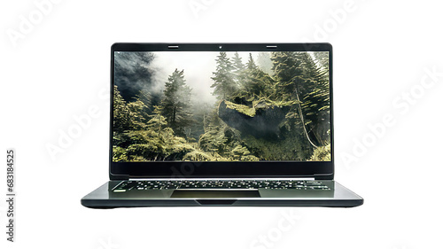 New Laptop isolated on white png transparent background