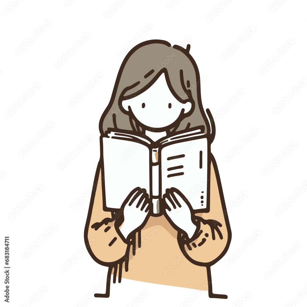Obraz premium women reading books. women character on white background. Hand drawn style vector design illustrations. ai generator