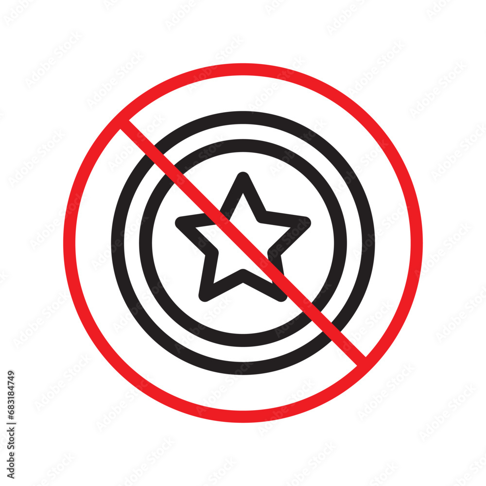 Obraz premium Prohibited star vector icon. No ranking icon. Forbidden feedback icon. No star rank sign. Warning, caution, attention, restriction, danger flat sign design symbol pictogram UX UI icon
