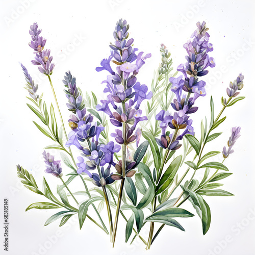 Lavender  Flowers  Watercolor illustrations