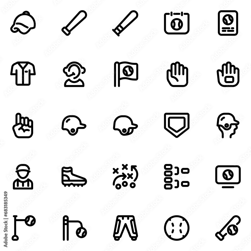 baseball line icon sheet baseball line icon sheet