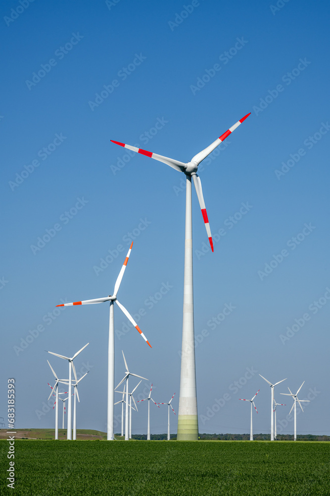Modern wind energy turbines seen in rural Germany Modern wind energy turbines seen in rural Germany