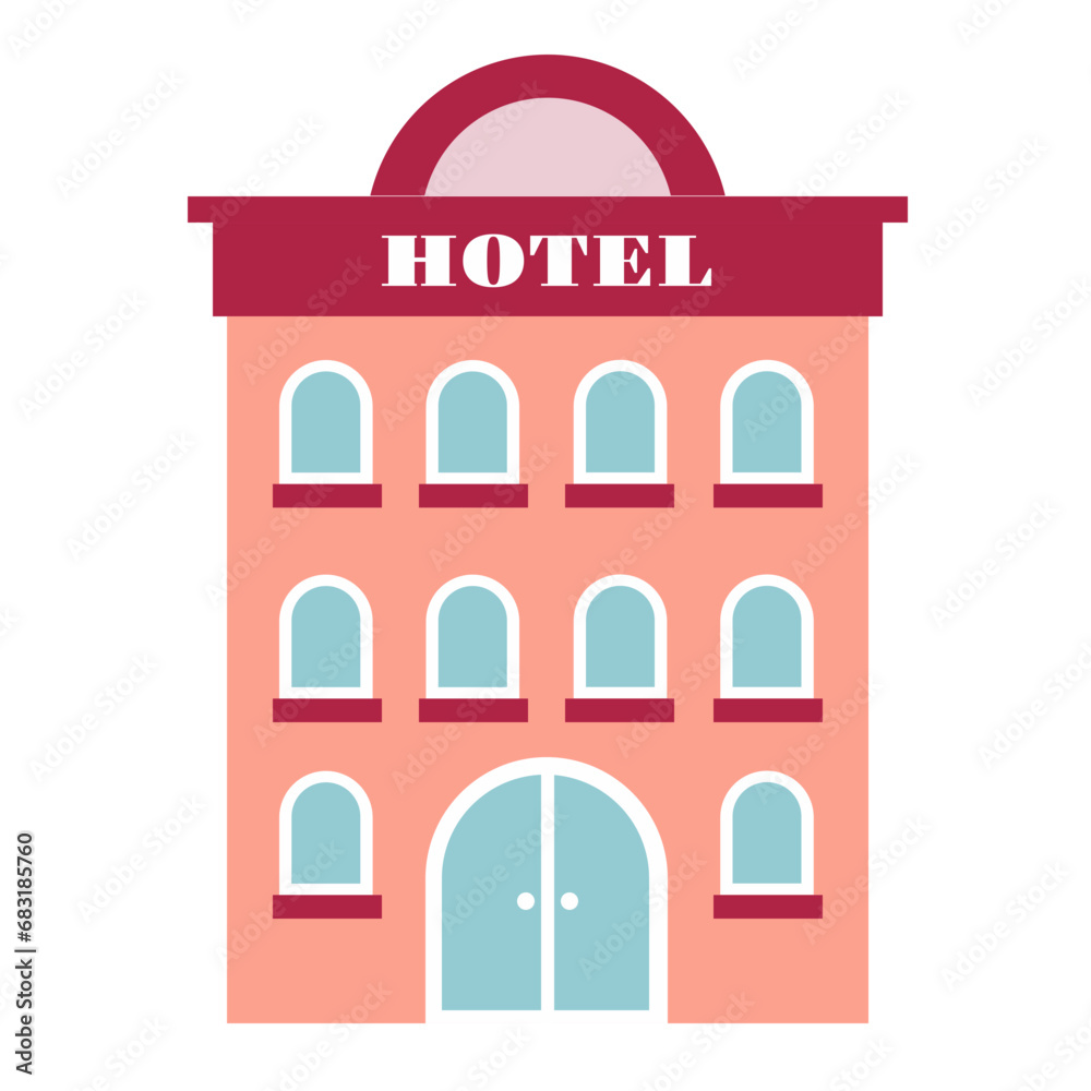 Building Hotel Vector Set Building Hotel Vector Set