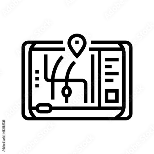 gps navigation autonomous delivery line icon vector. gps navigation autonomous delivery sign. isolated contour symbol black illustration