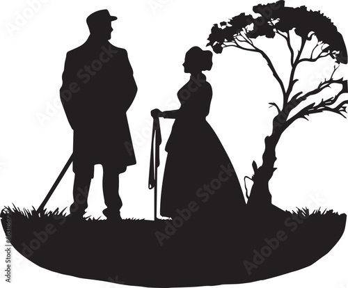 A Man with his Girl for enjoy romantic time silhouette vector illustration © Nahid