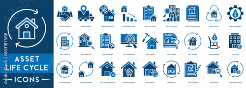 Asset life cycle icon vector illustration concept with an icon of planning, acquisition, operation, maintenance, and decommission photo