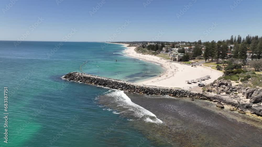 Beautiful White Sand Beach Cottesloe Australia 4k Drone Beautiful White Sand Beach Cottesloe Australia 4k Drone