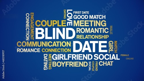 Blind Date animated tag word cloud;text design animation kinetic typography seamless loop.
