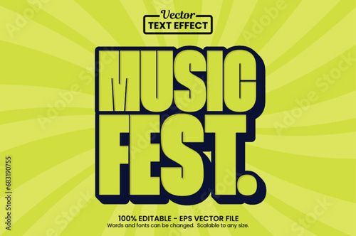 Editable text effect - Music Fest Vintage Cartoon template style premium vector