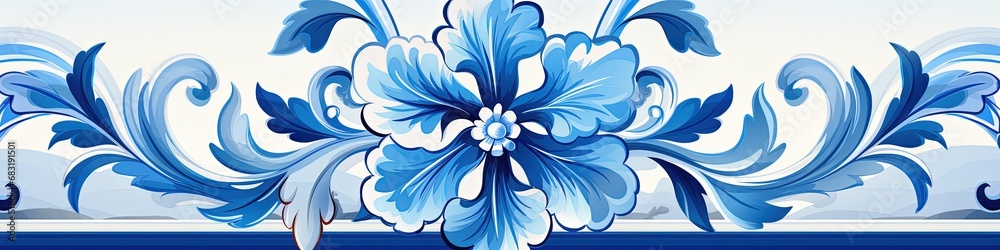 Elegant Blue Floral Pattern on White Background Elegant Blue Floral Pattern on White Background