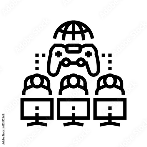 multiplayer games game development line icon vector. multiplayer games game development sign. isolated contour symbol black illustration