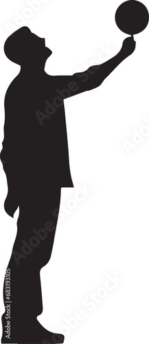 A Man Standing with a ball with playing silhouette vector illustration © Nahid