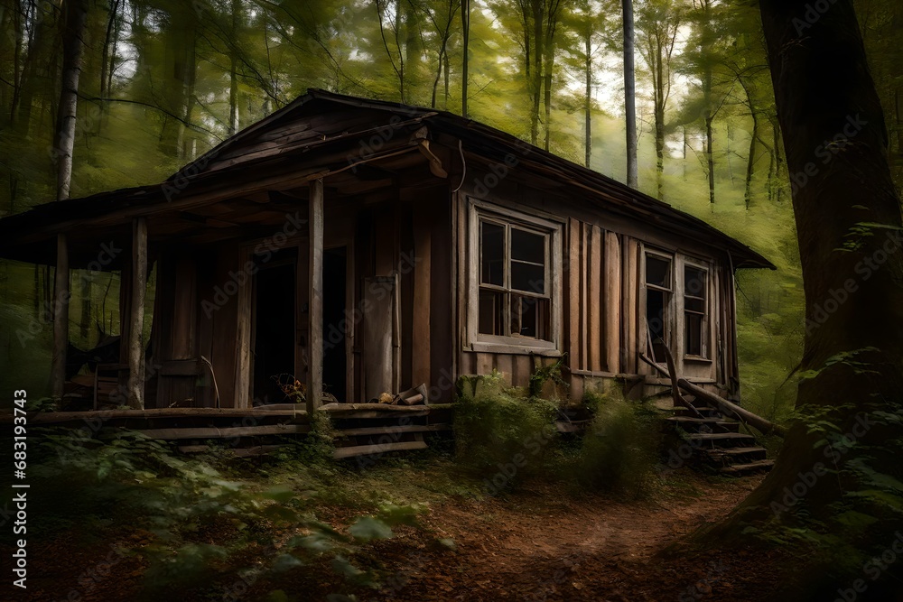 old wooden house in forest old wooden house in forest