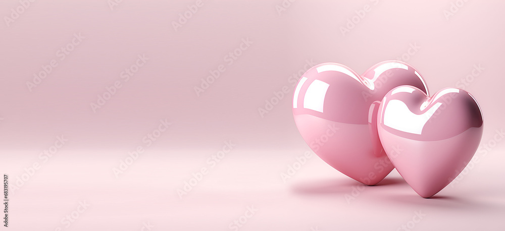 Pink hearts on a pink background with empty space generated AI Pink hearts on a pink background with empty space generated AI