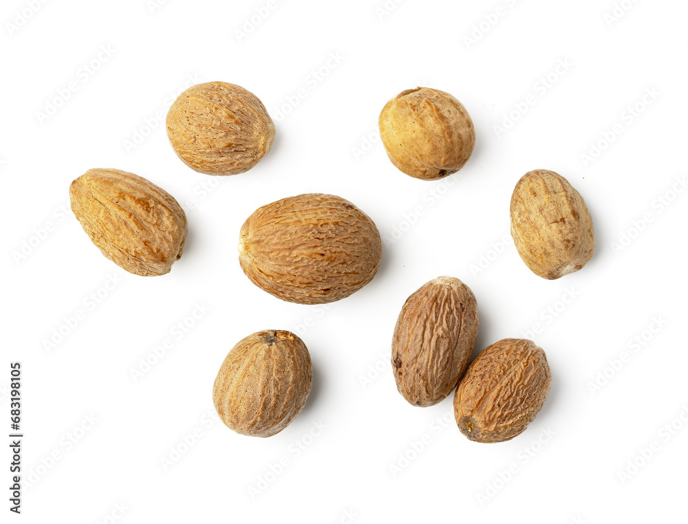 Nutmeg spice isolated on the white background Nutmeg spice isolated on the white background