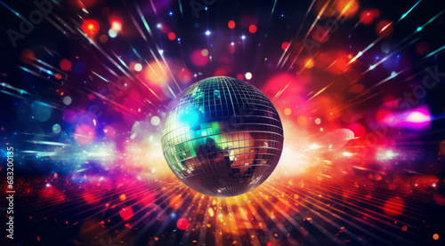 Shimmering disco ball with radiant beams of light creating a vibrant party atmosphere.