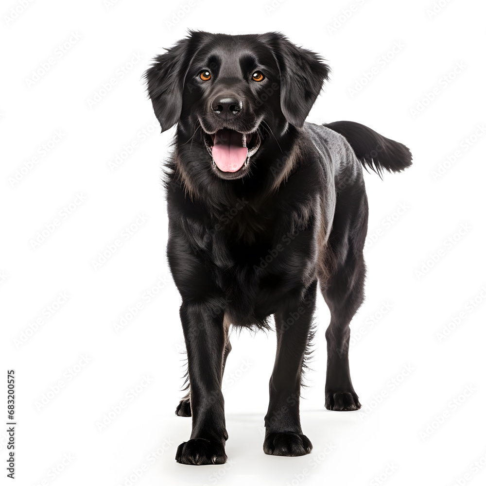Black Lab, Labrador Retriever Dog Isolated on White Background - Generative AI Black Lab, Labrador Retriever Dog Isolated on White Background - Generative AI