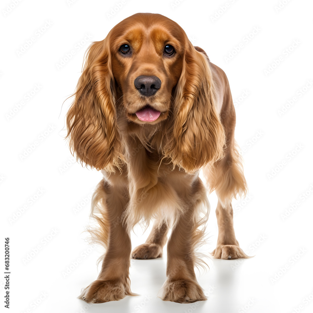 English Cocker Spaniel Dog Isolated on White Background - Generative AI