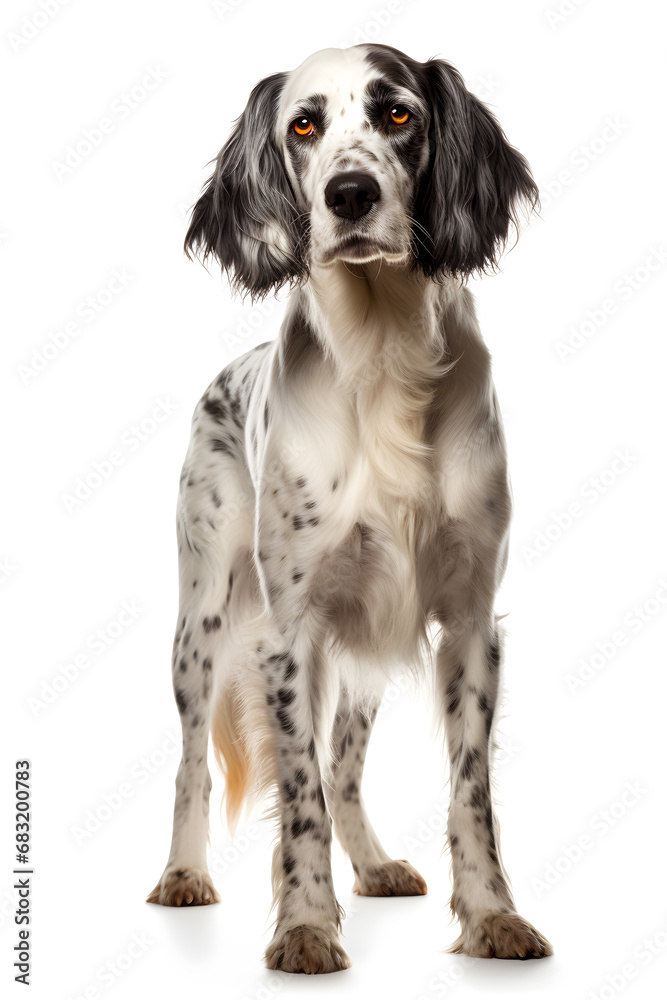 English Setter Dog Isolated on White Background - Generative AI