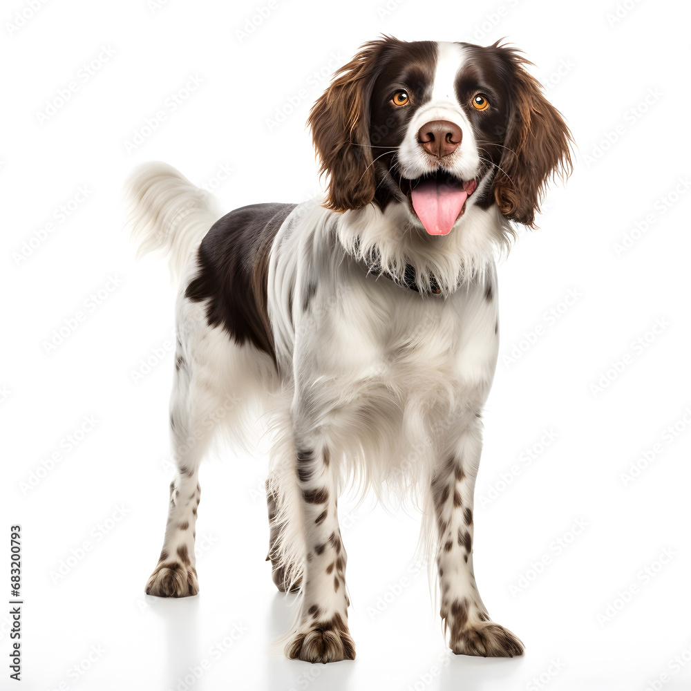 English Springer Spaniel Dog Isolated on White Background - Generative AI