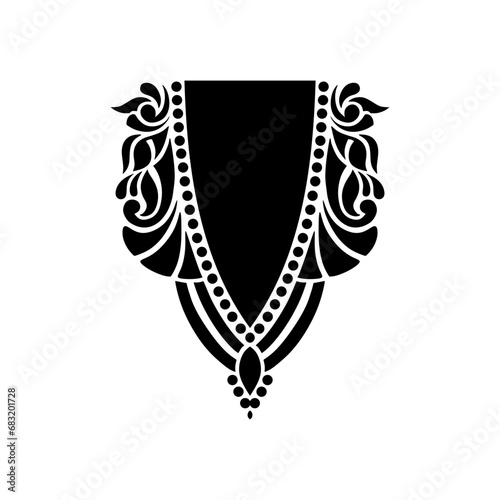 black and white neck embroidery design