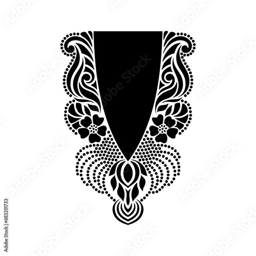 black and white neck embroidery design