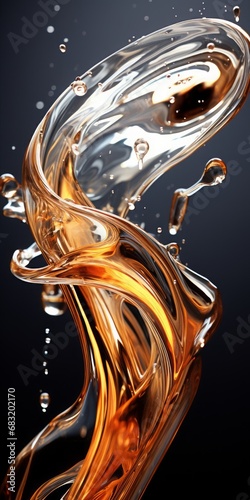 Fluid Dynamics: A captivating image captures the essence of clear oil in a transparent splash, representing lubrication in the realms of benzin, diesel, and industrial fluid mechanics photo