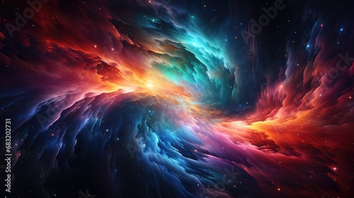Abstract representation of a black hole  swirling vortex of colors  vibrant nebulas  gravitational lensing effect
