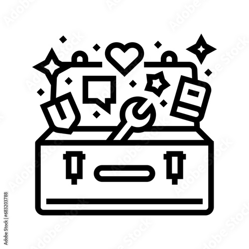 coping toolbox mental health line icon vector. coping toolbox mental health sign. isolated contour symbol black illustration