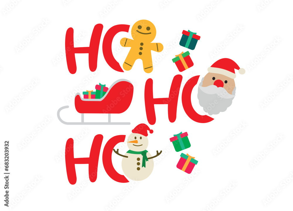 Fototapeta premium Merry christmas vector illustration. New year, merry christmas icon set, christmas pattern 