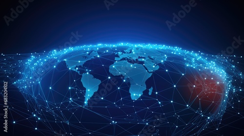 Map grid connection of the planet earth. Global network design. Technology net concept