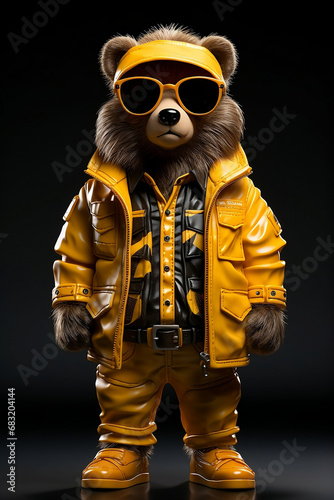 Obraz na płótnie Portrait of a Bear dressed as a human, super cool, modern and funny w salonie