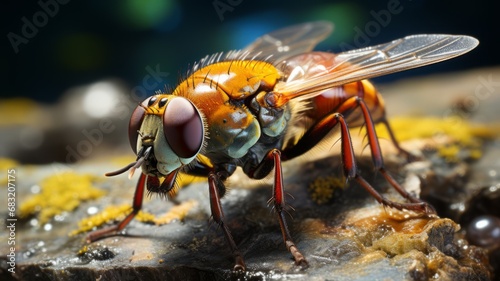 Close-up of a Flying Insect in Macro Photography