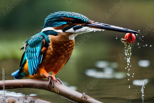 female kingfisher energing from the watr after an unsuccessful dive to grab a fish taking photos of these beautiful birds is addicitive now i need go back  photo