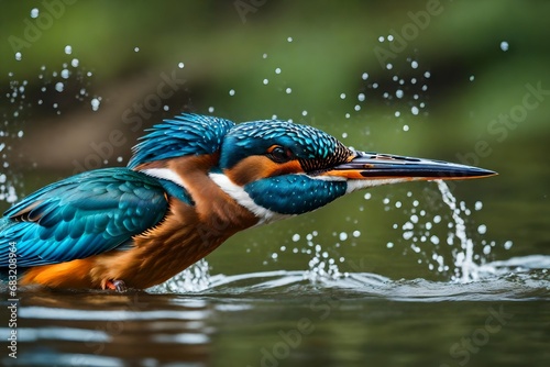 **female kingfisher energing from the watr after an unsuccessful dive to grab a fish taking photos of these beautiful birds is addicitive now i need go back  photo