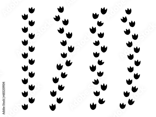 Dinosaur tracks. Dragon tracks symbol of the new year. Black silhouette.