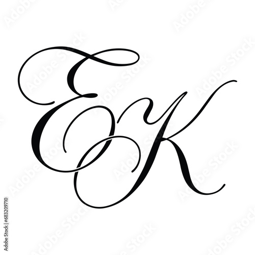 EK Calligraphy Monogram Initial Letters Logo