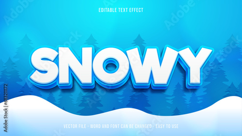 Editable text effect snow theme, winter text style