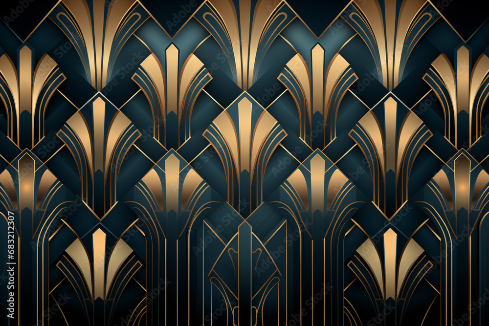 .Black and Gold Art Deco Pattern: A Seamless Background for Luxury Designs .Black and Gold Art Deco Pattern: A Seamless Background for Luxury Designs