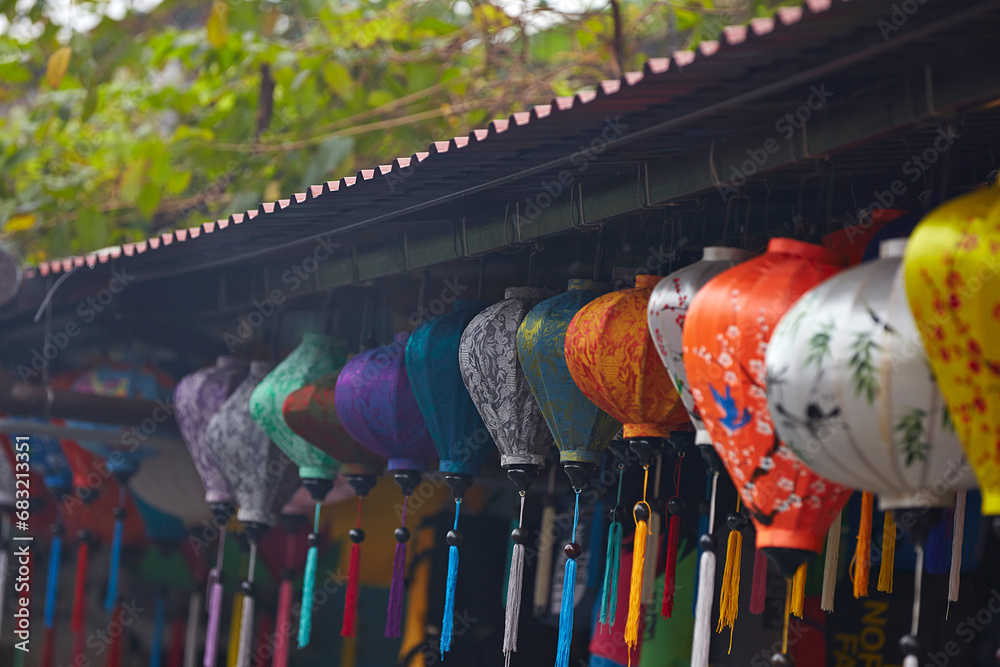 Fototapeta premium Decorated lantern at souvenir shop 