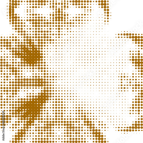 Seamless pattern of dotted bronze mandalas with highlighted sectors. The background is transparent. Vector.