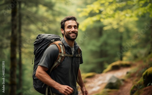 Adult Man in Picturesque Hiking