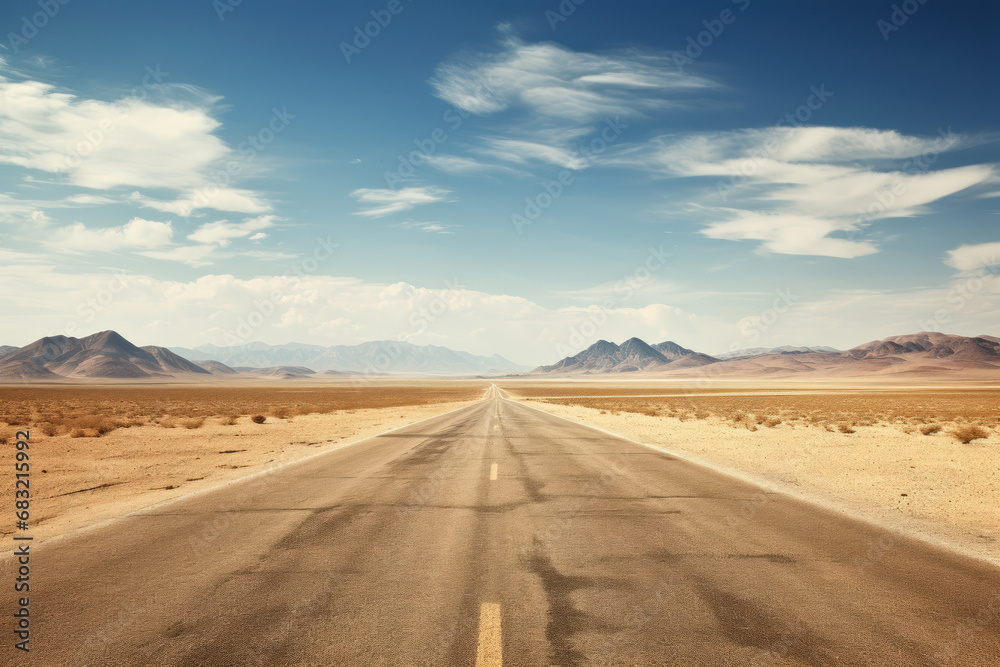 Empty road with beautiful view background. Travel vacation concept. Generative ai. Empty road with beautiful view background. Travel vacation concept. Generative ai.