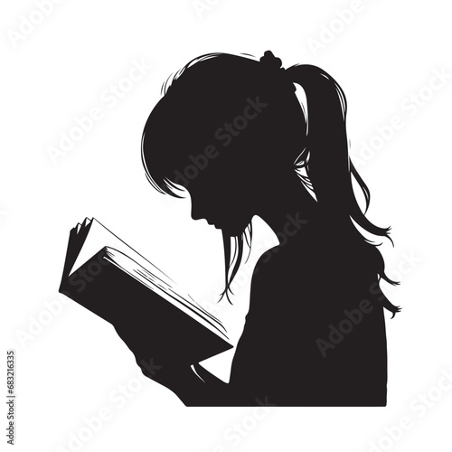 Capture the essence of scholarly dedication with a stunning silhouette of a girl engrossed in the act of studying, a timeless portrayal.
