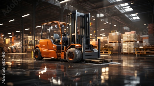 Construction forklift in the warehouse © Mike