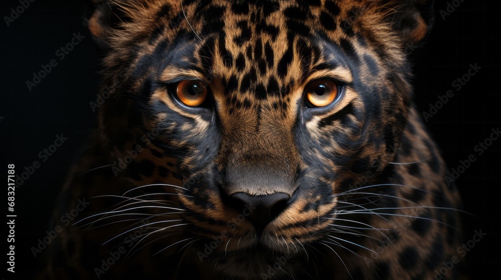 Portrait of a jaguar on a black background