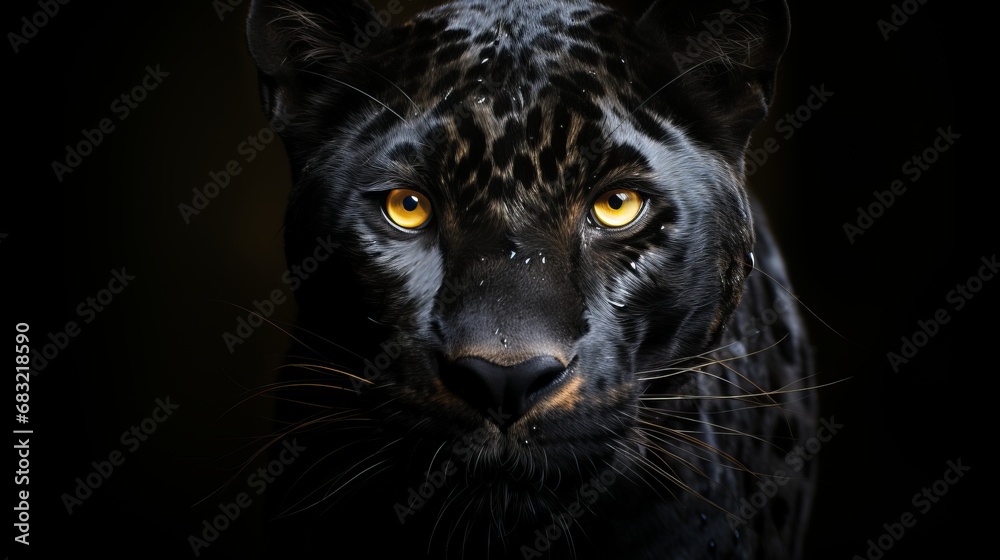 Black panther on a black background